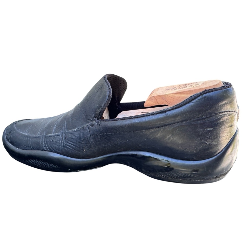 Prada Sport Black Leather Slip On Loafers Vibram Sole Made in Italy 7.5